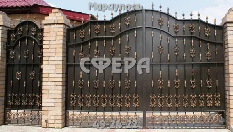 Кованые ворота,  распашные,  откатные,  решетчатые,  металлические калитки,  художественная ковка 4